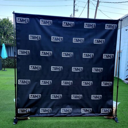 8x8 Step and repeat vinyl banner (optional banner stand)