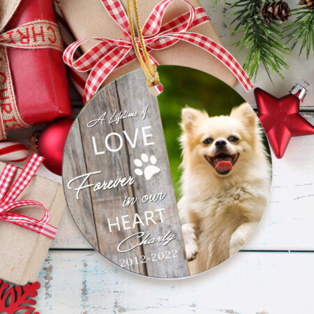 Pet Memorial Ornament with Photo - Dog Loss Gift - Pet Remembrance - Dog Memorial Ornament - Life time of love- Christmas Ornaments
