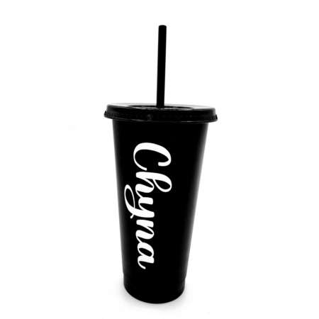 Custom Reusable cup with lid and straw